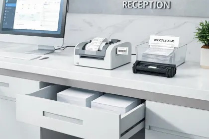 Reception service counter printer